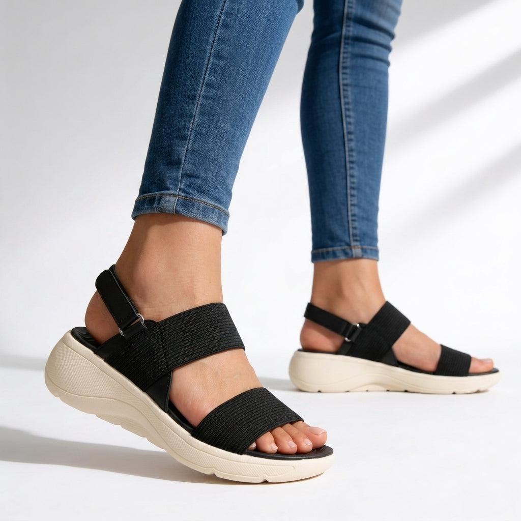 Women's Platform Sandals with Adjustable Slingback Straps