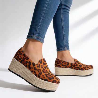 Women's Platform Sandals with Braided Jute Design