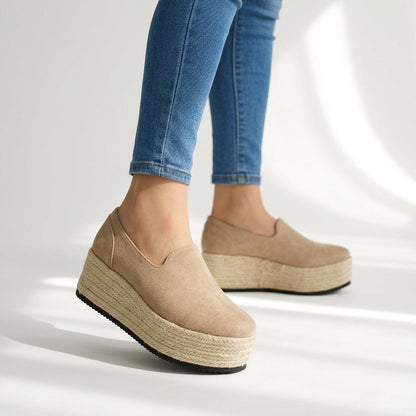 Women's Platform Sandals with Braided Jute Design