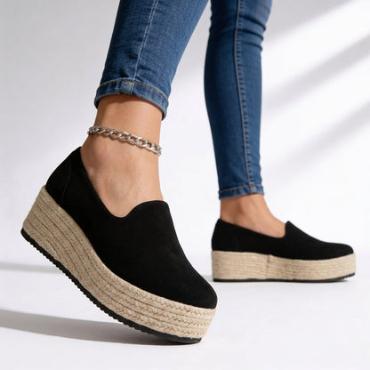 Women's Platform Sandals with Braided Jute Design