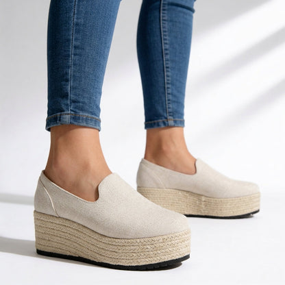 Women's Platform Sandals with Braided Jute Design