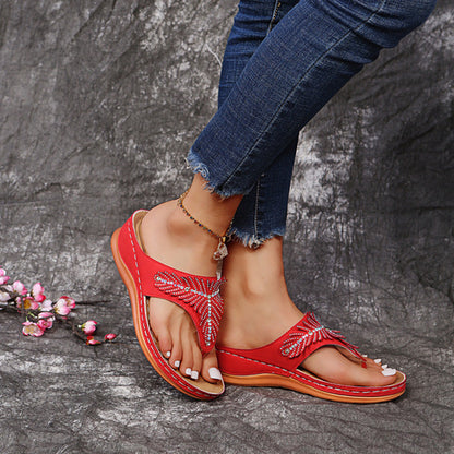 Women's Platform Slippers with Rhinestone Embellishments