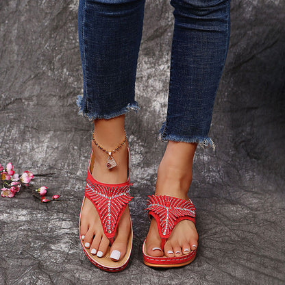 Women's Platform Slippers with Rhinestone Embellishments