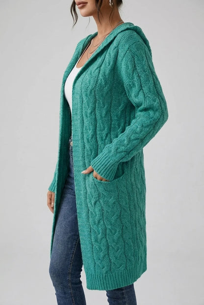 Women's Plus Size Hooded Cardigan in Soft Knit for Cosy Comfort