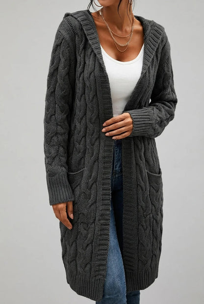 Women's Plus Size Hooded Cardigan in Soft Knit for Cosy Comfort