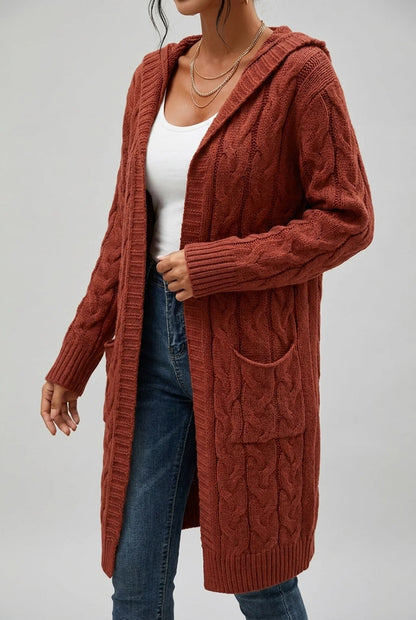 Women's Plus Size Hooded Cardigan in Soft Knit for Cosy Comfort