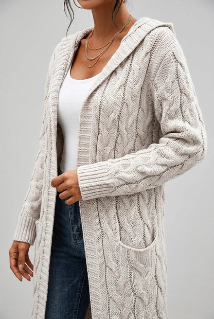 Women's Plus Size Hooded Cardigan in Soft Knit for Cosy Comfort
