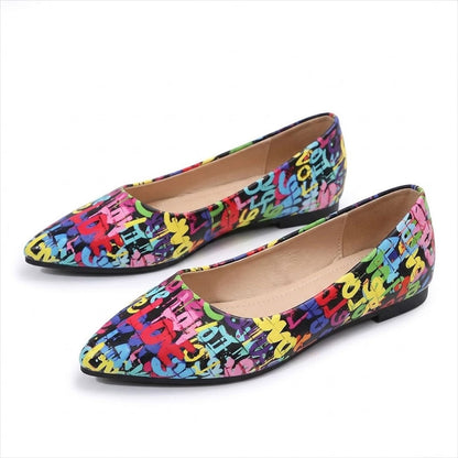 Women's Pointed-Toe Ballerina Flats with Vibrant Print