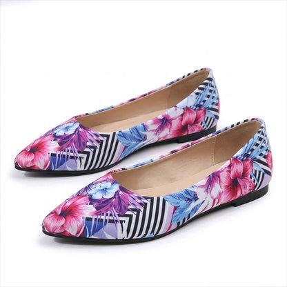 Women's Pointed-Toe Ballerina Flats with Vibrant Print