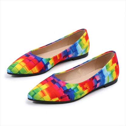 Women's Pointed-Toe Ballerina Flats with Vibrant Print