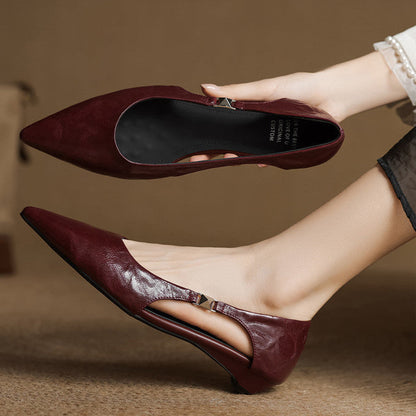 Women's Pointed Flats with Hollow-Out Design and Cushioned Insole
