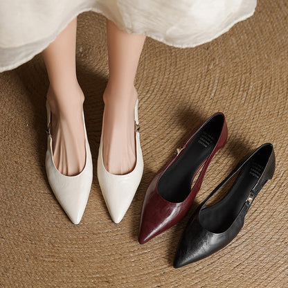 Women's Pointed Flats with Hollow-Out Design and Cushioned Insole