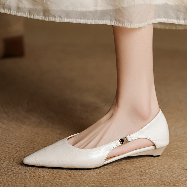 Women's Pointed Flats with Hollow-Out Design and Cushioned Insole