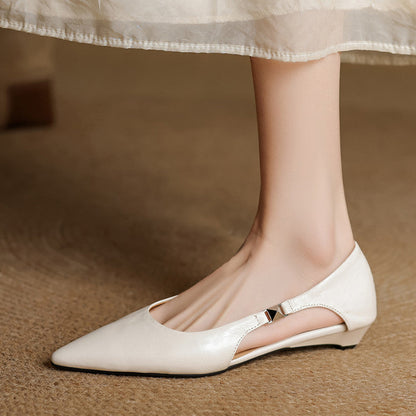 Women's Pointed Flats with Hollow-Out Design and Cushioned Insole