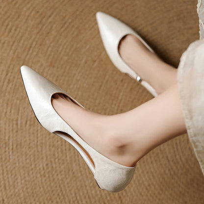 Women's Pointed Flats with Hollow-Out Design and Cushioned Insole