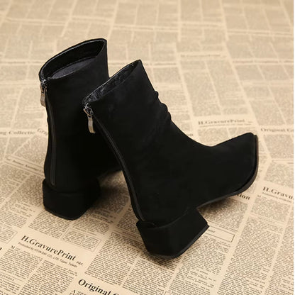 Women's Pointed Toe Ankle Boots with Ruched Detail