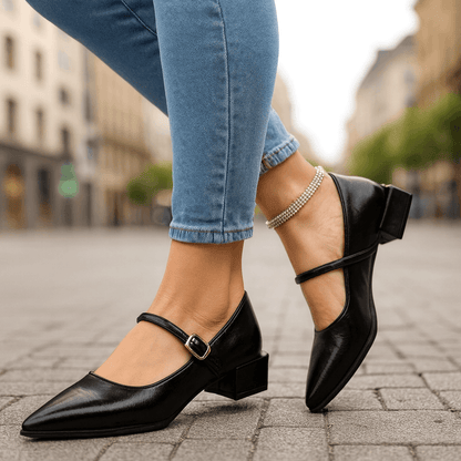 Women's Pointed Toe Block Heels with Cushioned Insole