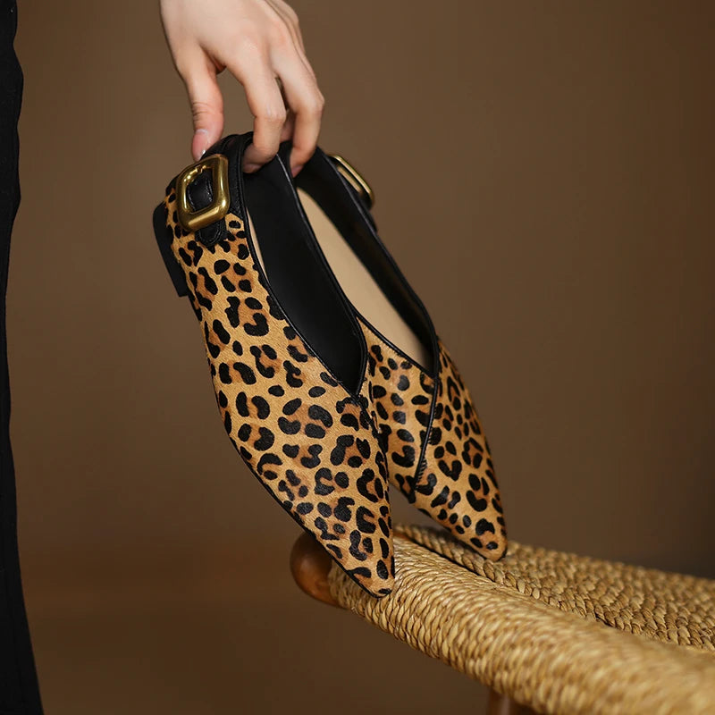 Women's Pointed Toe Flats with Croc-Embossed Texture
