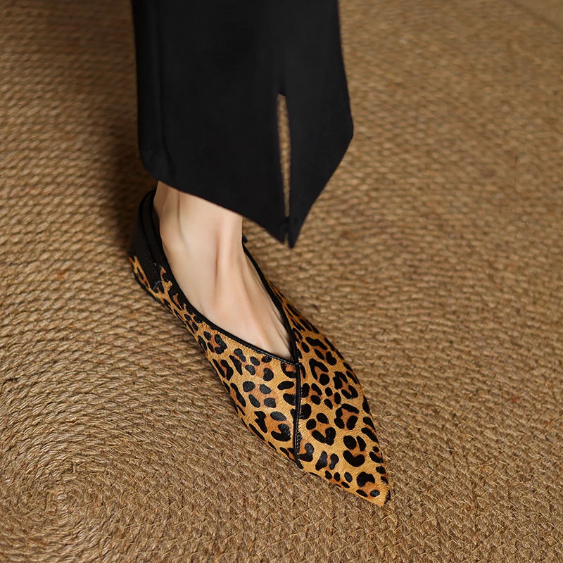 Women's Pointed Toe Flats with Croc-Embossed Texture