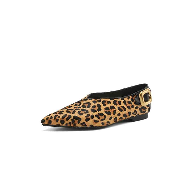 Women's Pointed Toe Flats with Croc-Embossed Texture