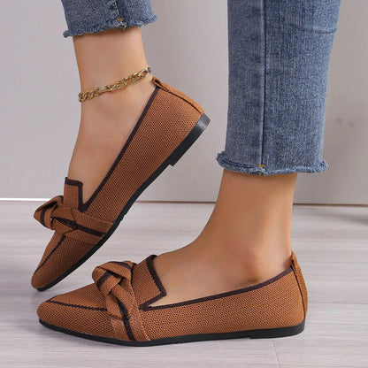 Women's Pointed Toe Flats with Woven Knit Upper