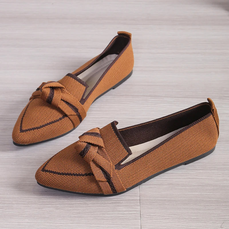 Women's Pointed Toe Flats with Woven Knit Upper