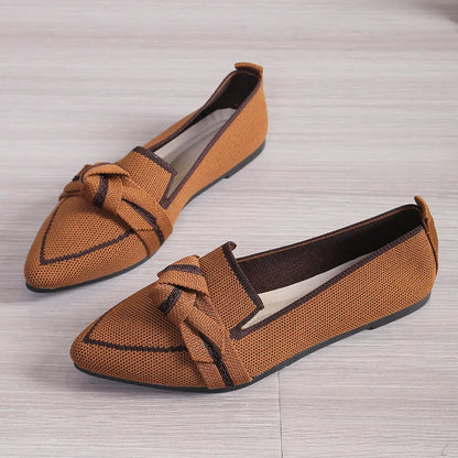 Women's Pointed Toe Flats with Woven Knit Upper