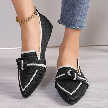 Women's Pointed Toe Flats with Woven Knit Upper