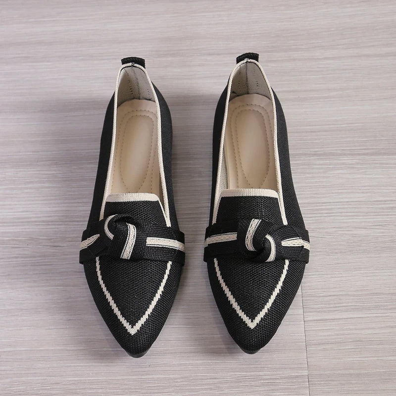 Women's Pointed Toe Flats with Woven Knit Upper