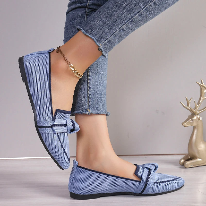 Women's Pointed Toe Flats with Woven Knit Upper