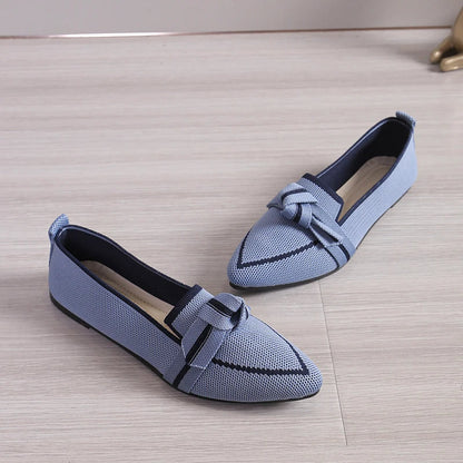 Women's Pointed Toe Flats with Woven Knit Upper