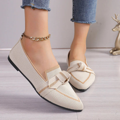 Women's Pointed Toe Flats with Woven Knit Upper