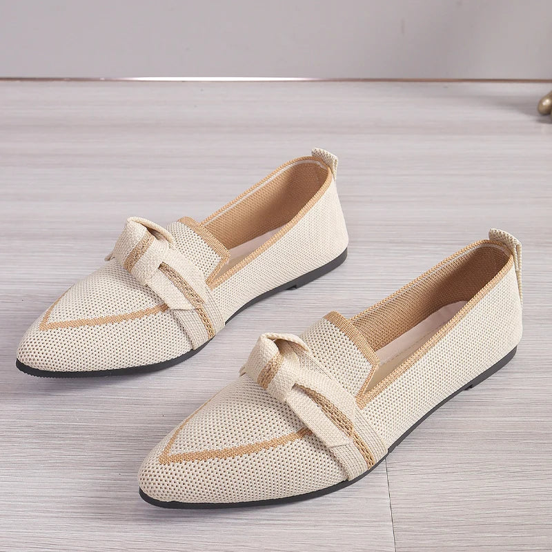 Women's Pointed Toe Flats with Woven Knit Upper