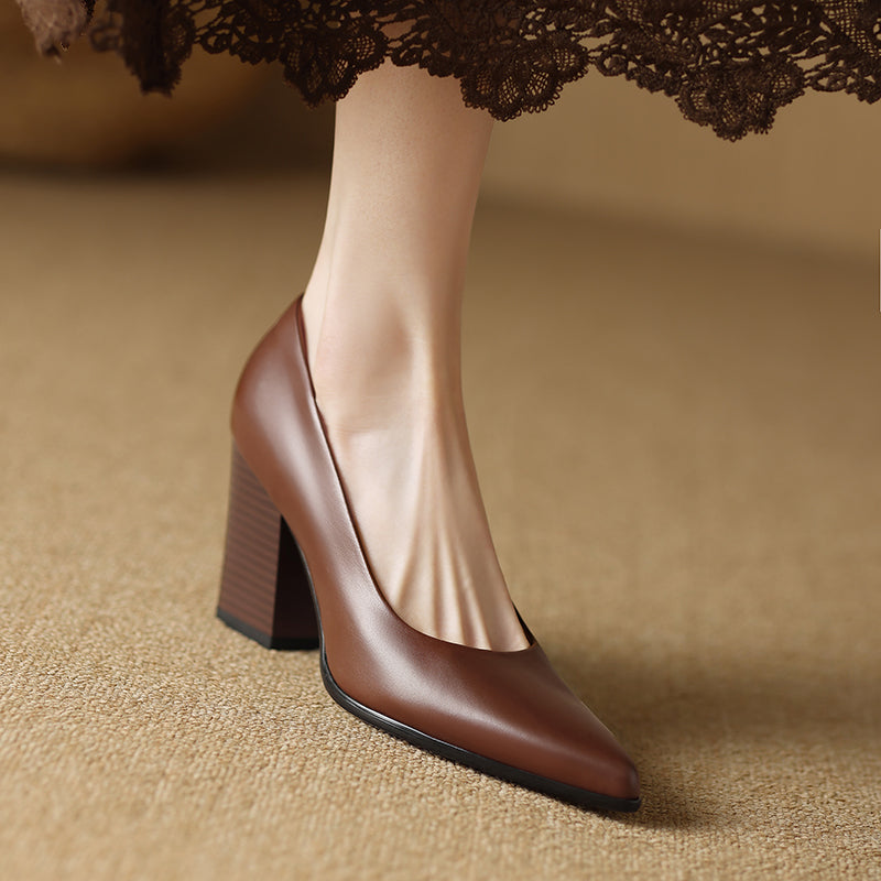 Women's Pointed Toe Heels with Block Heel