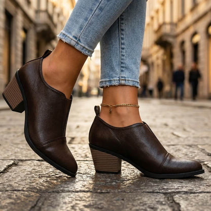 Women's Pointed Toe Heels with Stacked Block Heel