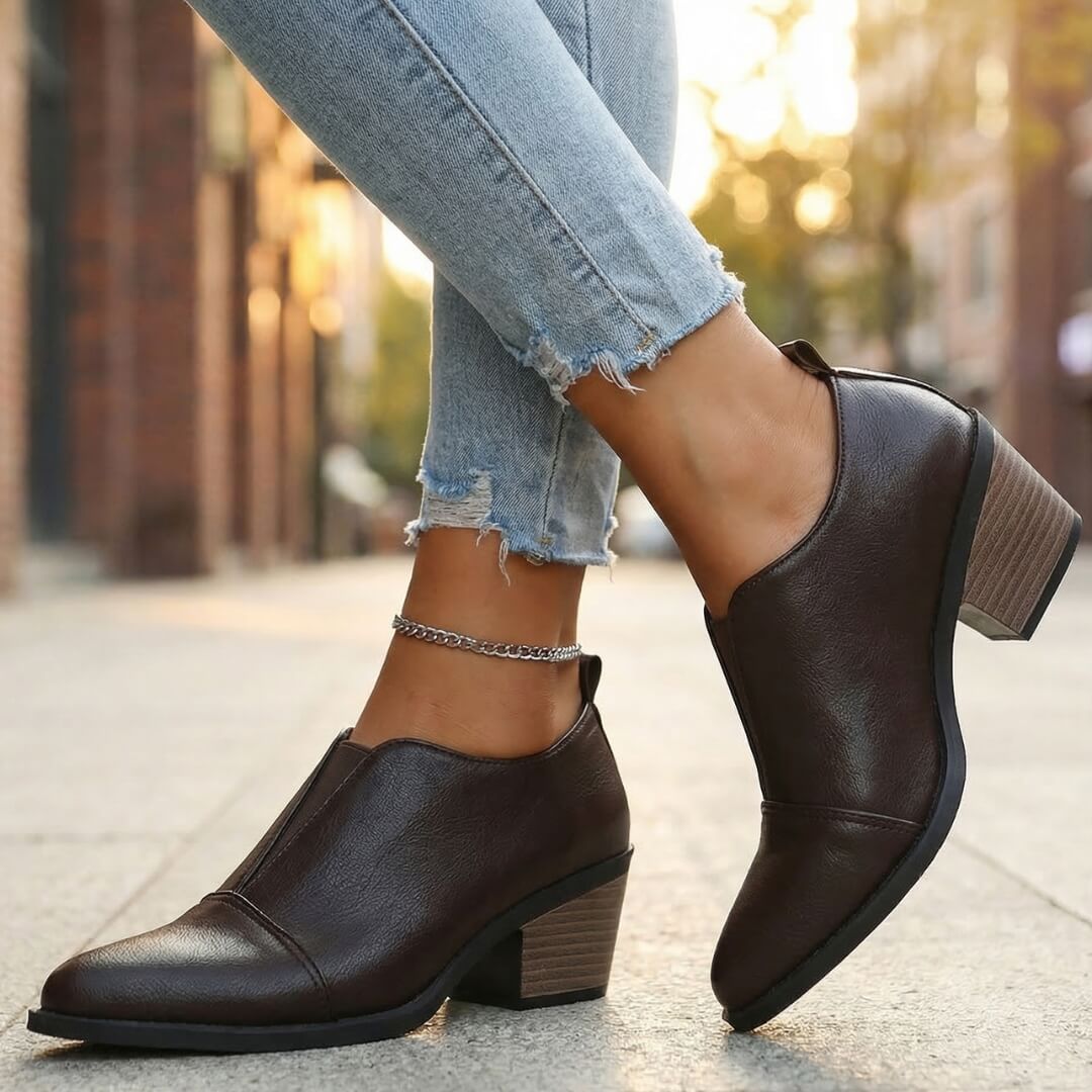 Women's Pointed Toe Heels with Stacked Block Heel