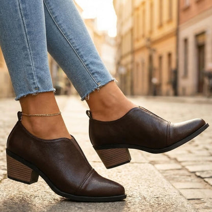 Women's Pointed Toe Heels with Stacked Block Heel