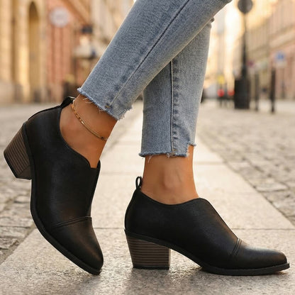 Women's Pointed Toe Heels with Stacked Block Heel