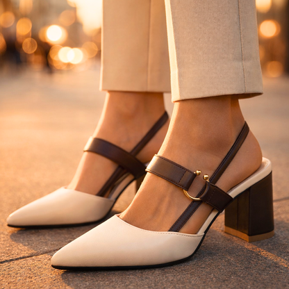 Women's Pointed Toe Slingback Heels with Block Heel