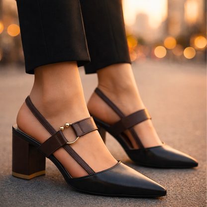 Women's Pointed Toe Slingback Heels with Block Heel