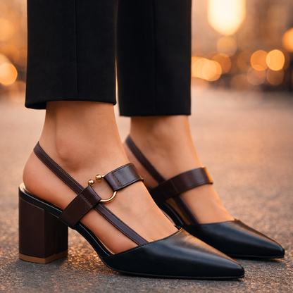 Women's Pointed Toe Slingback Heels with Block Heel