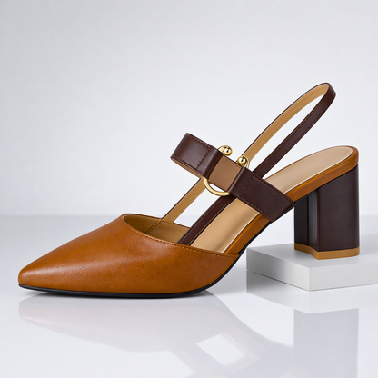 Women's Pointed Toe Slingback Heels with Block Heel