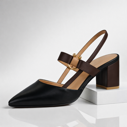 Women's Pointed Toe Slingback Heels with Block Heel