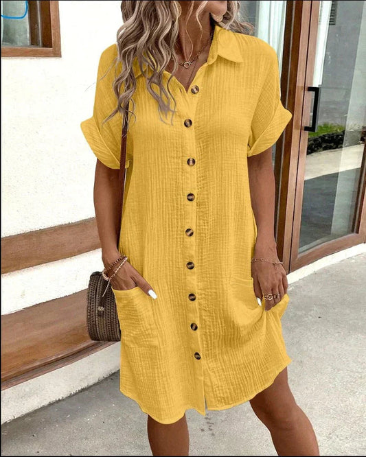 Women's Polo Dress with Short Sleeves and Relaxed Fit