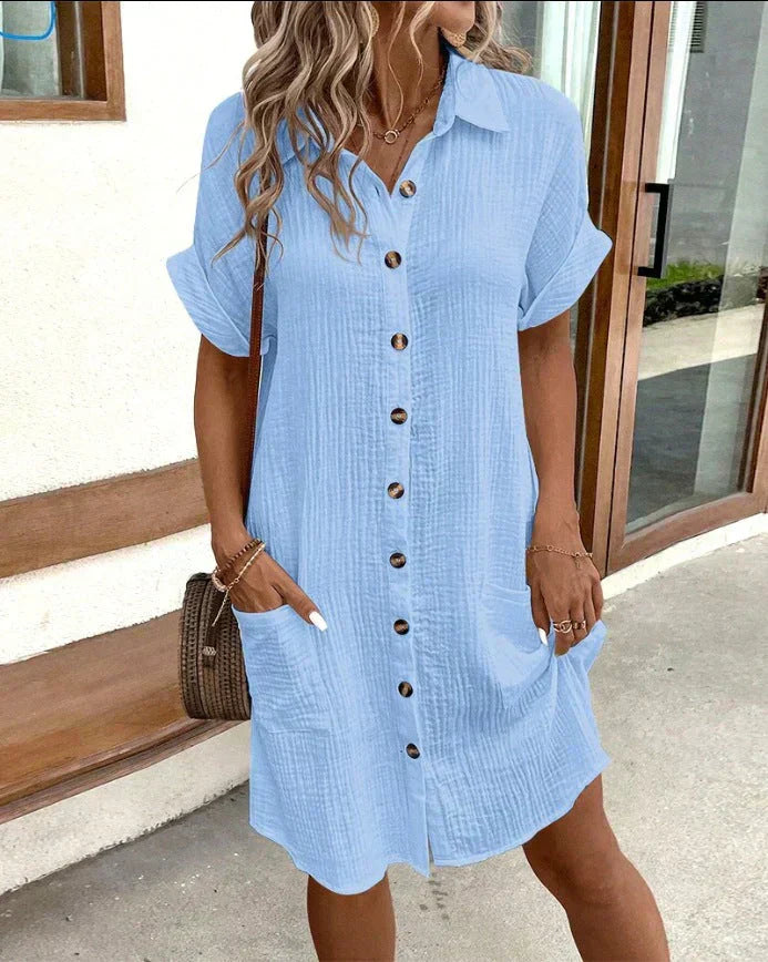 Women's Polo Dress with Short Sleeves and Relaxed Fit