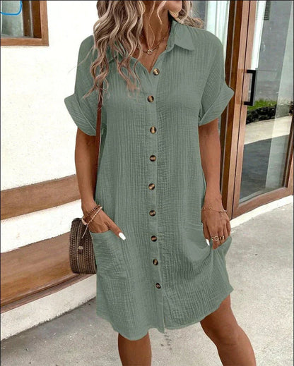 Women's Polo Dress with Short Sleeves and Relaxed Fit
