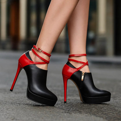Women's Ankle Strap Court Shoes with Platform Sole