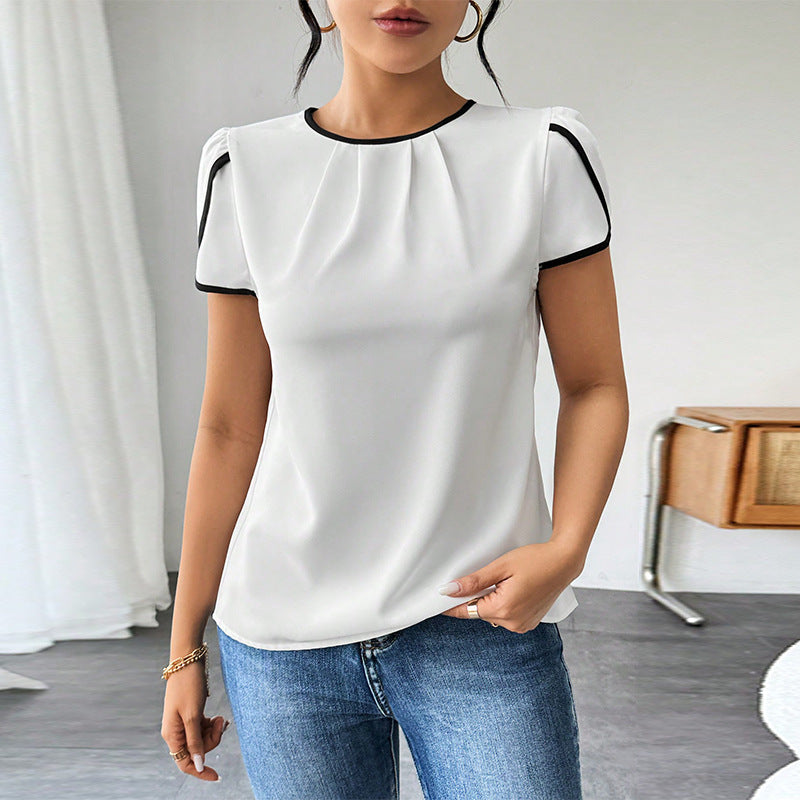 Women's Puff Sleeve Blouse for Women with Contrasting Accents