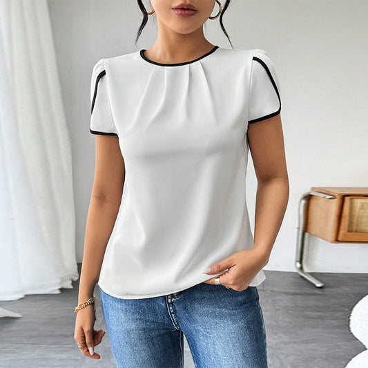 Women's Puff Sleeve Blouse for Women with Contrasting Accents