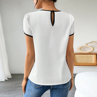 Women's Puff Sleeve Blouse for Women with Contrasting Accents